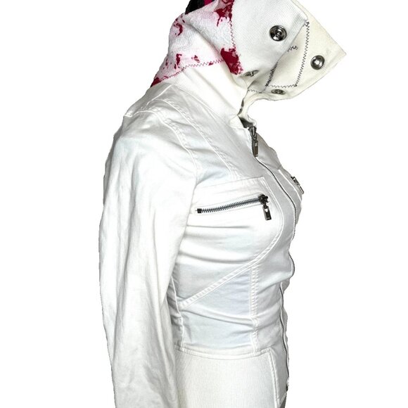 Handmade Patchwork Jacket Size XS Small White Red Mummy Zombie Bloody Cosplay S - Picture 10 of 14
